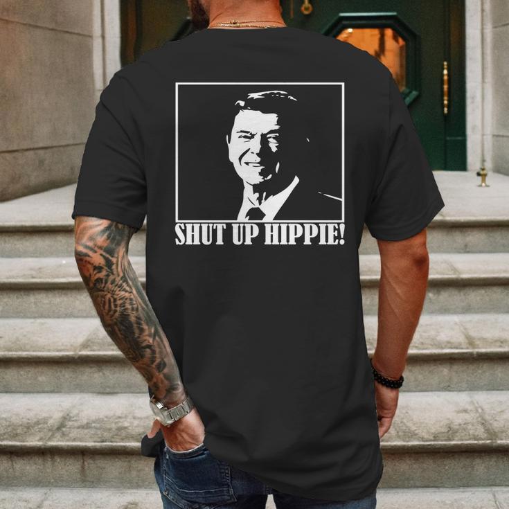 Ronald Reagan Says Shut Up Hippie Mens Back Print T-shirt Gifts for Men