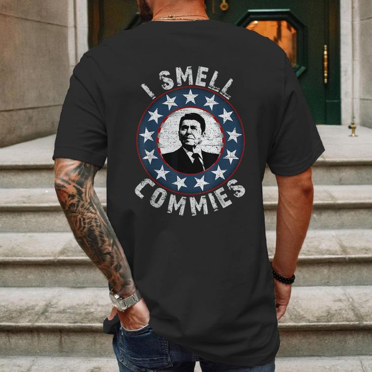 Ronald Reagan I Smell Commies Retro Vintage Political Humor Mens Back Print T-shirt Gifts for Men