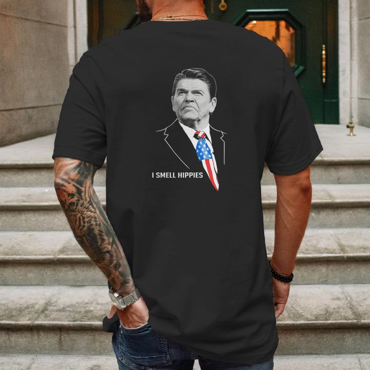 Ronald Reagan I Smell Hippies T-Shirt Mens Back Print T-shirt Gifts for Men