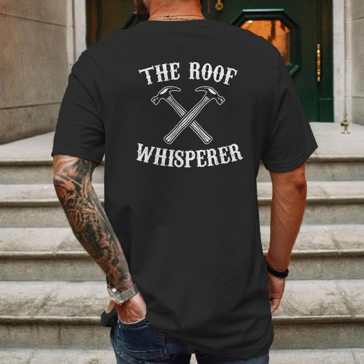 The Roof Whisperer Crossed Hammers Contractor Roofer Gift Mens Back Print T-shirt Gifts for Men