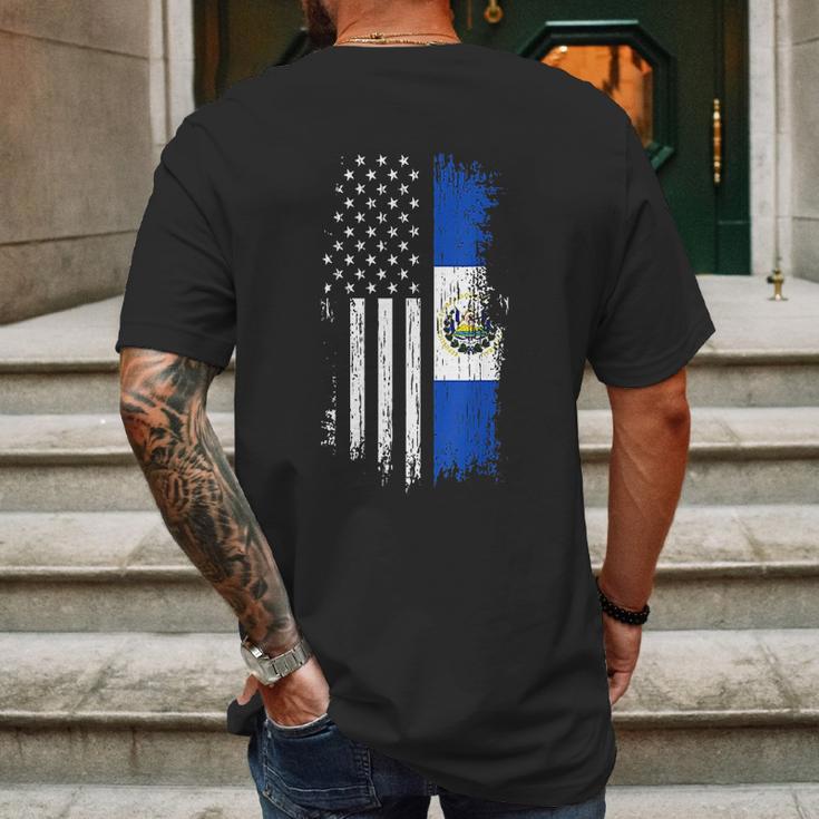 Salvadoran America Flag El Salvador Usa Mens Back Print T-shirt Gifts for Men