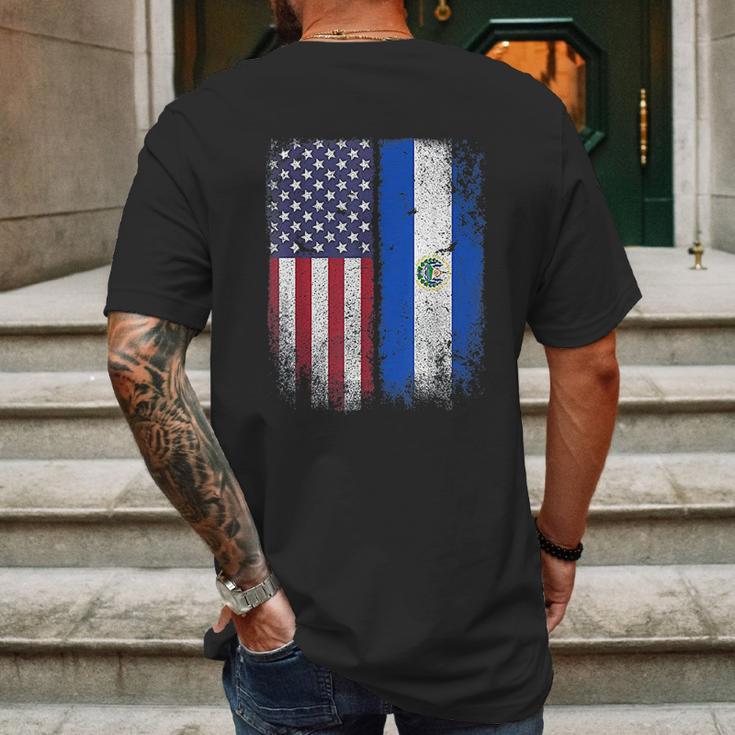 Salvadoran American Flag Mens Back Print T-shirt Gifts for Men