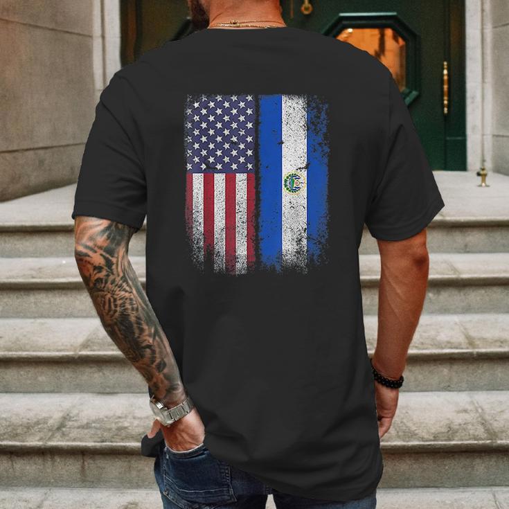 Salvadoran American Flag El Salvador Salvadorean Salvadorian Mens Back Print T-shirt Gifts for Men