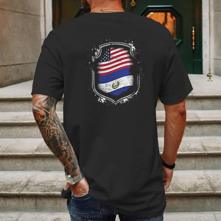 Salvadorian American Flags Of El Salvador And Usa Mens Back Print T-shirt Gifts for Men