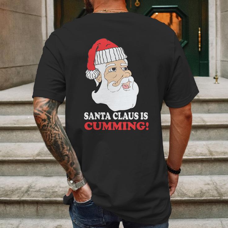 Santa Claus Is Cumming Dirty Humor Mens Back Print T-shirt Gifts for Men