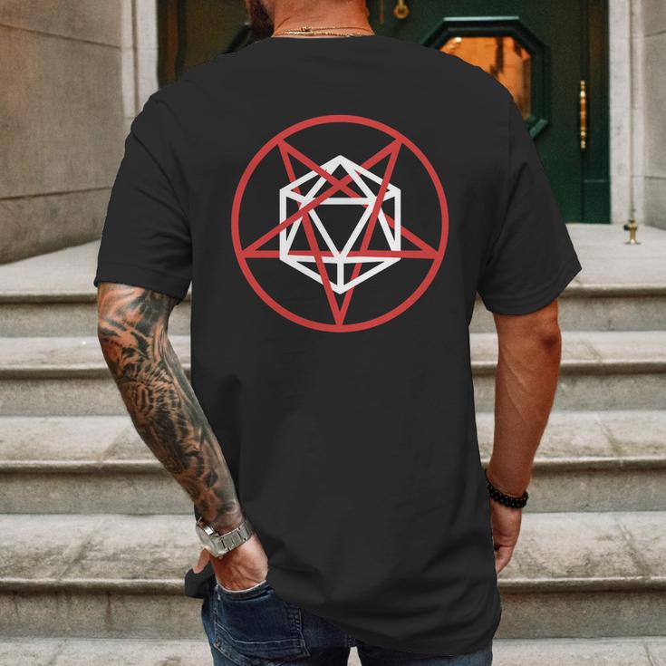 Satanic D20 Pentagram | Roleplaying Game Mens Back Print T-shirt Gifts for Men