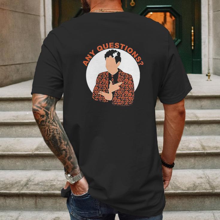 Saturday Night Live David S Pumpkins Any Questions Black Mens Back Print T-shirt Gifts for Men