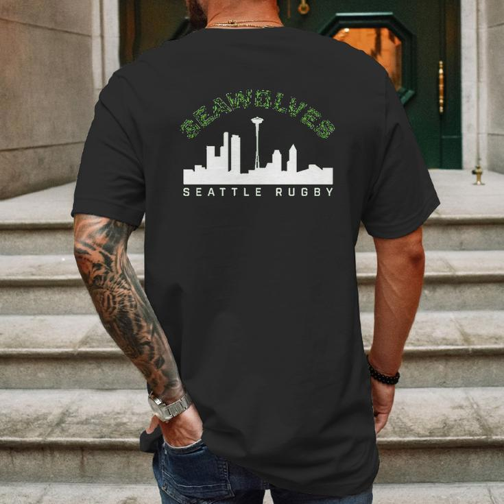 Seattle Seawolves City Skyline Mens Back Print T-shirt Gifts for Men