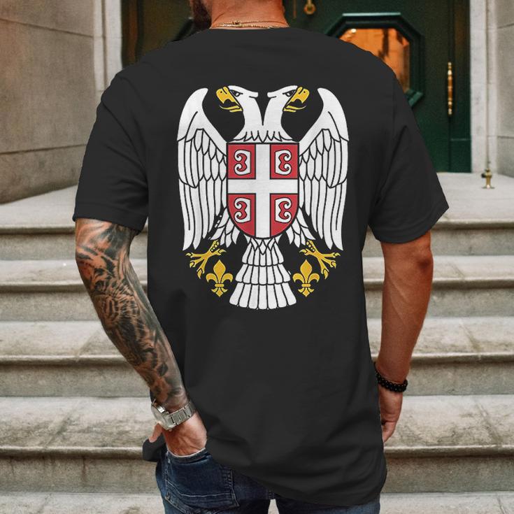 Serbian Eagle Srpski Grb Emblem Serbia Double-Headed Eagle Mens Back Print T-shirt Gifts for Men