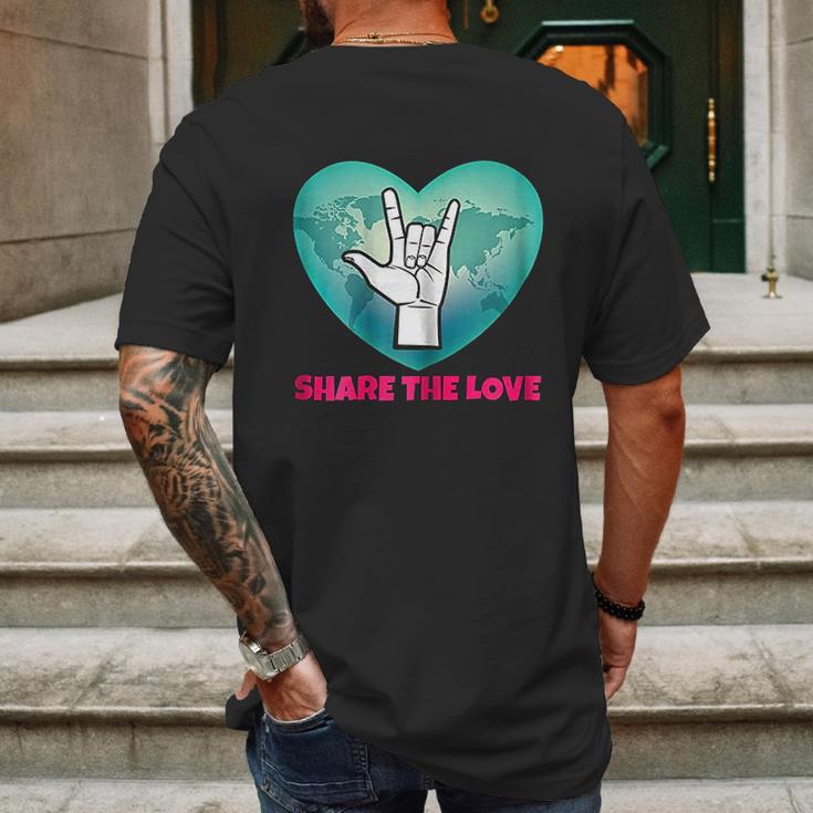 Share The Love Asl Gift Mens Back Print T-shirt Gifts for Men