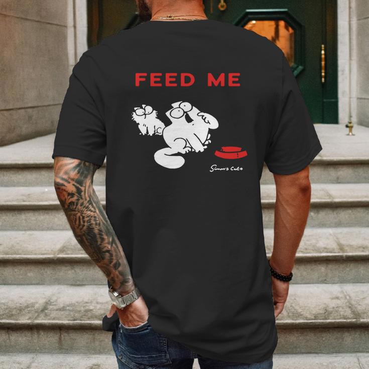 Simons Cat - Feed Me Mens Back Print T-shirt Gifts for Men