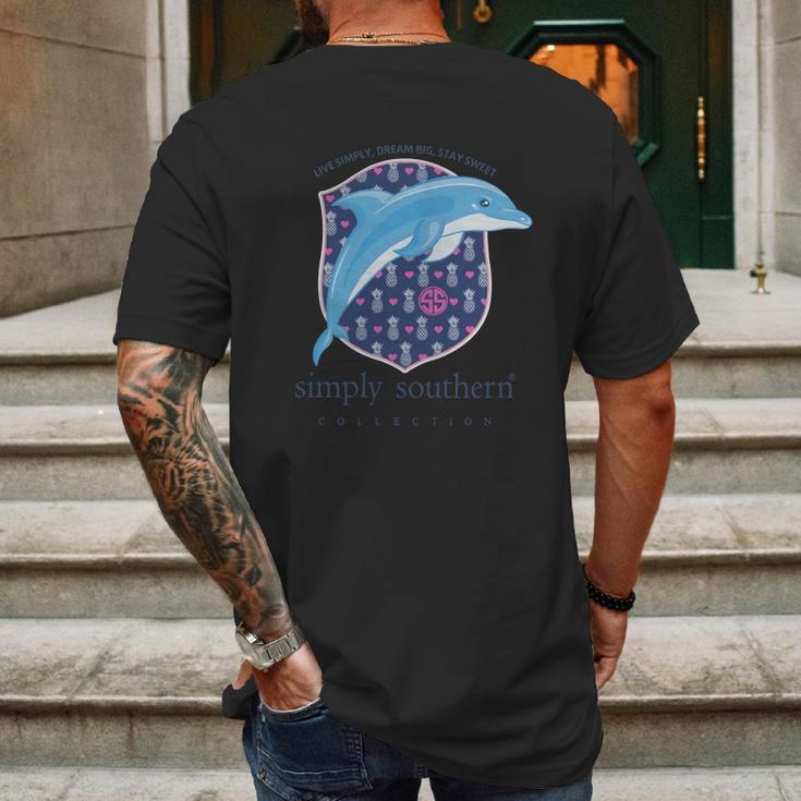 Simply Southern Blue Dolphin Mens Back Print T-shirt Gifts for Men