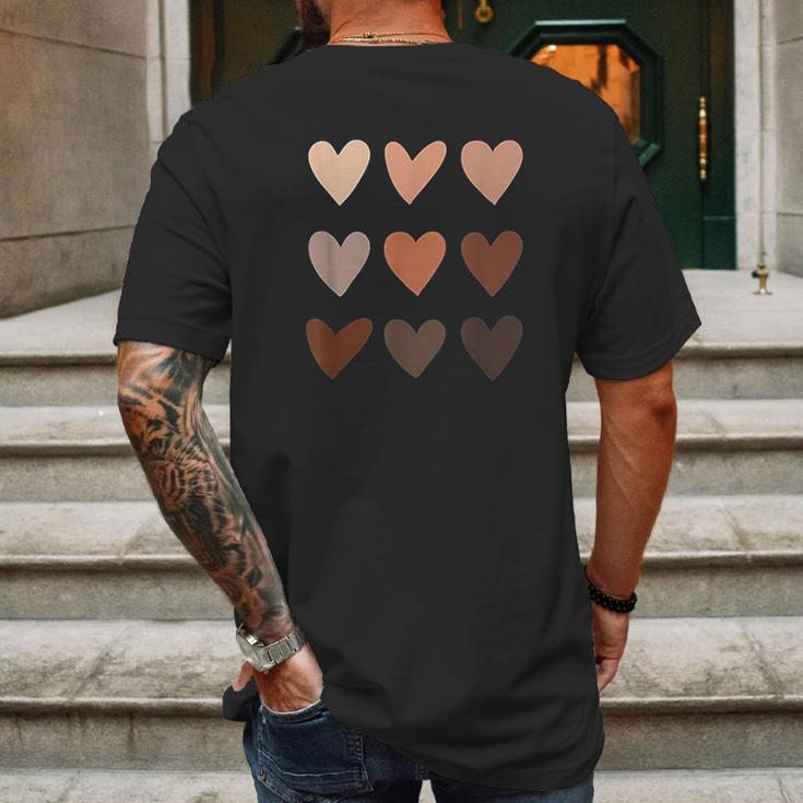 Skin Tone Hearts Black History Month No Skin Tone Melanin Mens Back Print T-shirt Gifts for Men