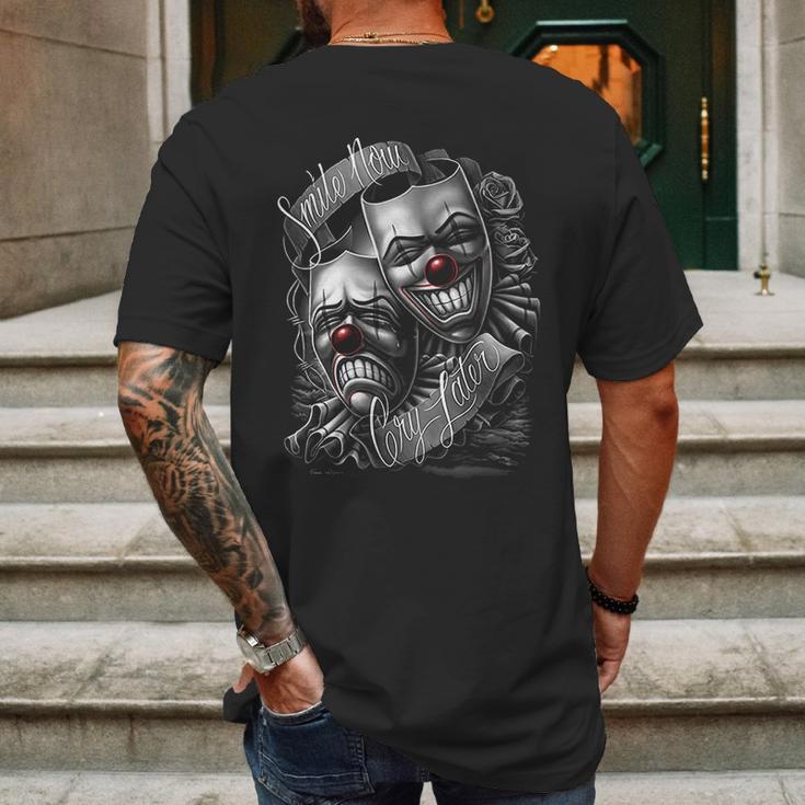 Smile Now Cry Later Drama Lowrider Chicano Art David Gonzales Dga Mens Back Print T-shirt Gifts for Men