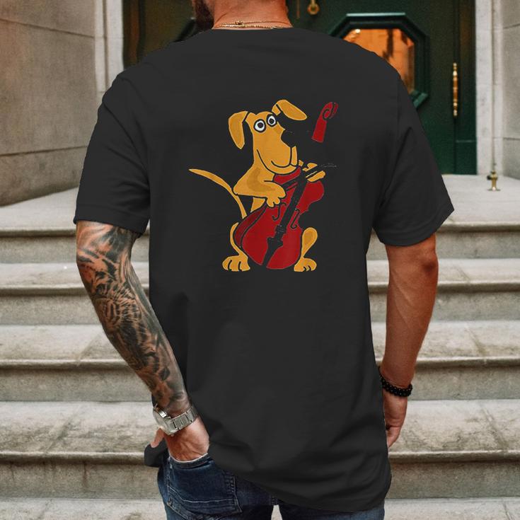 Smiletodays Brown Dog Playing Cello Mens Back Print T-shirt Gifts for Men