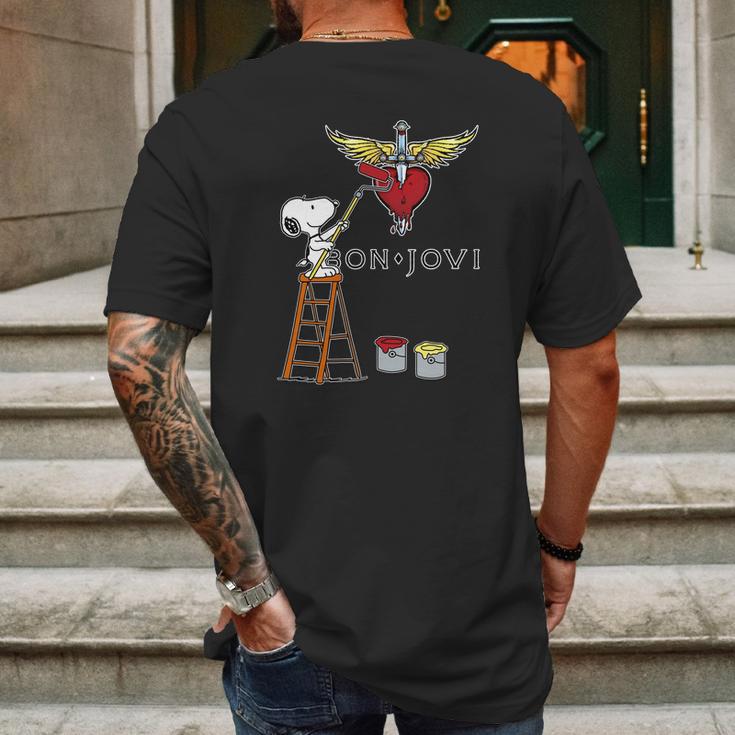 Snoopy Bon Jovi Mens Back Print T-shirt Gifts for Men