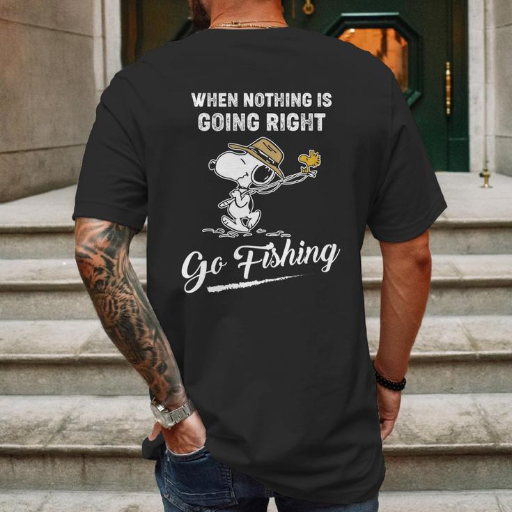 Snoopy Go Fishing Mens Back Print T-shirt Gifts for Men