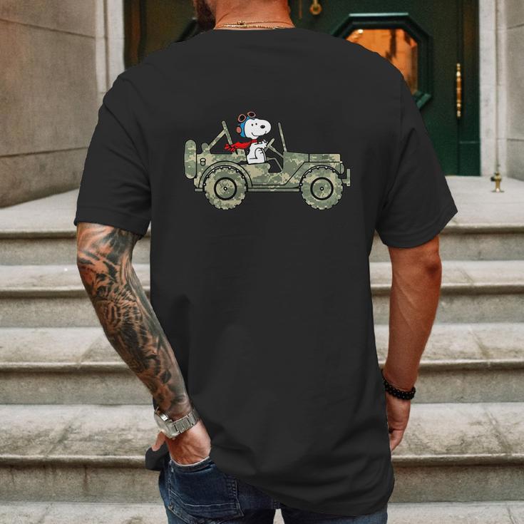 Snoopy Jeep Mens Back Print T-shirt Gifts for Men