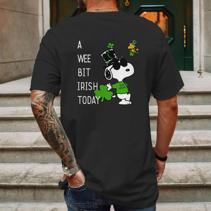 Snoopy A Wee Bit Irish Today Shamrock St Patrick’S Day Shirt Mens Back Print T-shirt Gifts for Men