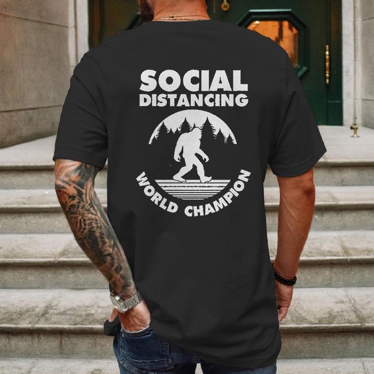 Social Distancing Bigfoot Mens Back Print T-shirt Gifts for Men