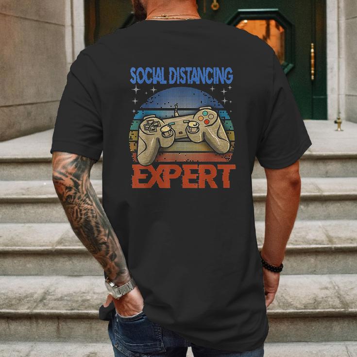 Social Distancing Expert Gaming Video Gamer Mens Back Print T-shirt Gifts for Men