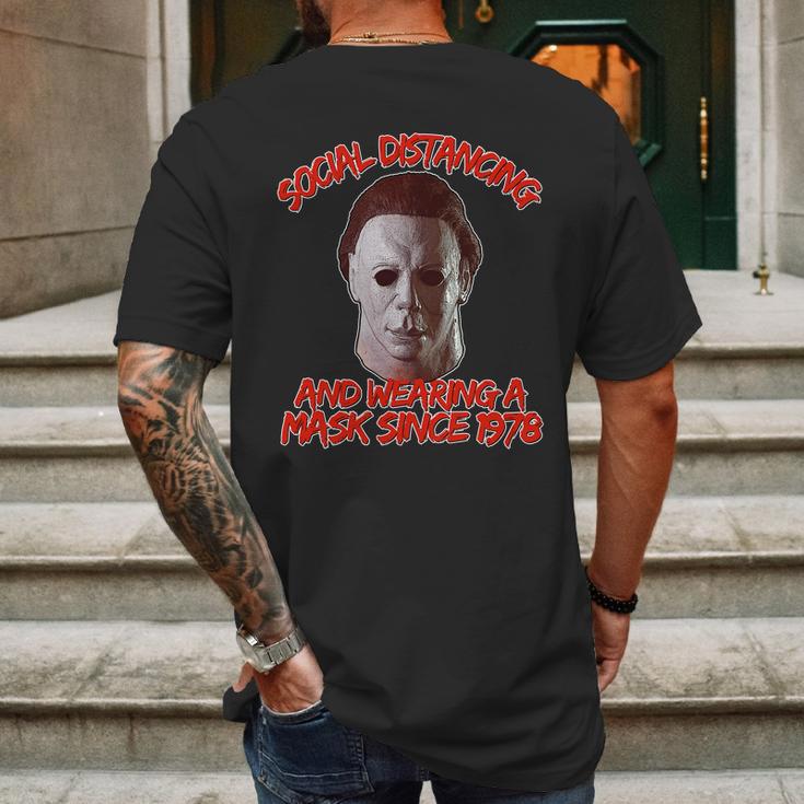 Social Distancing Wearing A Mask Since 1978 Halloween Mens Back Print T-shirt Gifts for Men