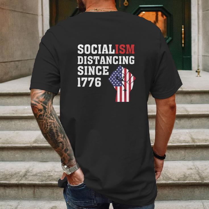 Socialism Distancing Since 1776 Raised Fist Mens Back Print T-shirt Gifts for Men