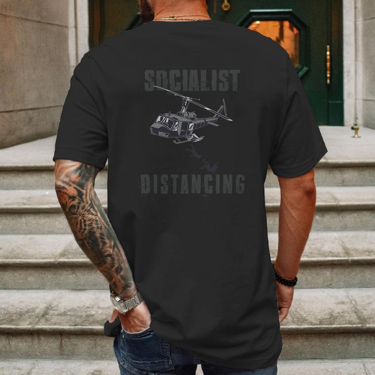 Socialism Distancing Helicopter Mens Back Print T-shirt Gifts for Men