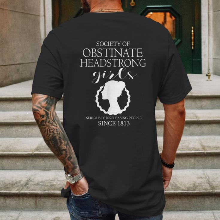 Society Of Obstinate Headstrong Girls Jane Austen Gifts Mens Back Print T-shirt Gifts for Men