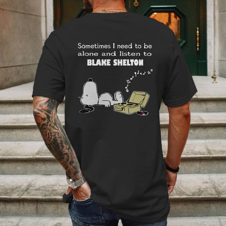 Sometimes I Need To Be Alone And Listen To Blake Shelton Mens Back Print T-shirt Gifts for Men