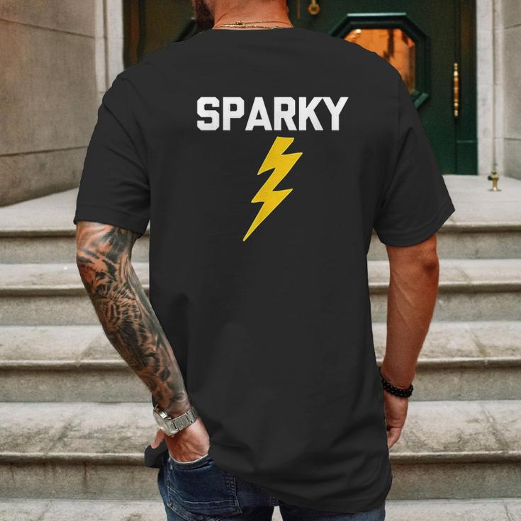 Sparky Funny Saying Electrician Mens Back Print T-shirt Gifts for Men