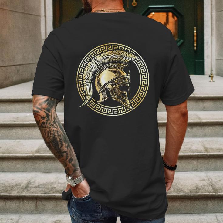 Spartan Helmet Gold Gladiator Sparta Greek Gym Workout Mens Back Print T-shirt Gifts for Men