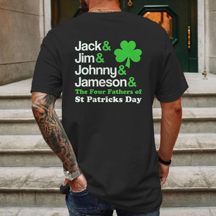 St Patricks Jack Jim Johnny Jameson The Four Fathers Mens Back Print T-shirt Gifts for Men