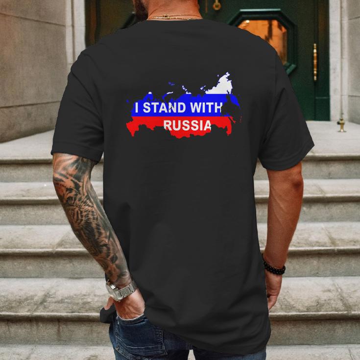 I Stand With Russia Support Russia Russian Flag Mens Back Print T-shirt Gifts for Men