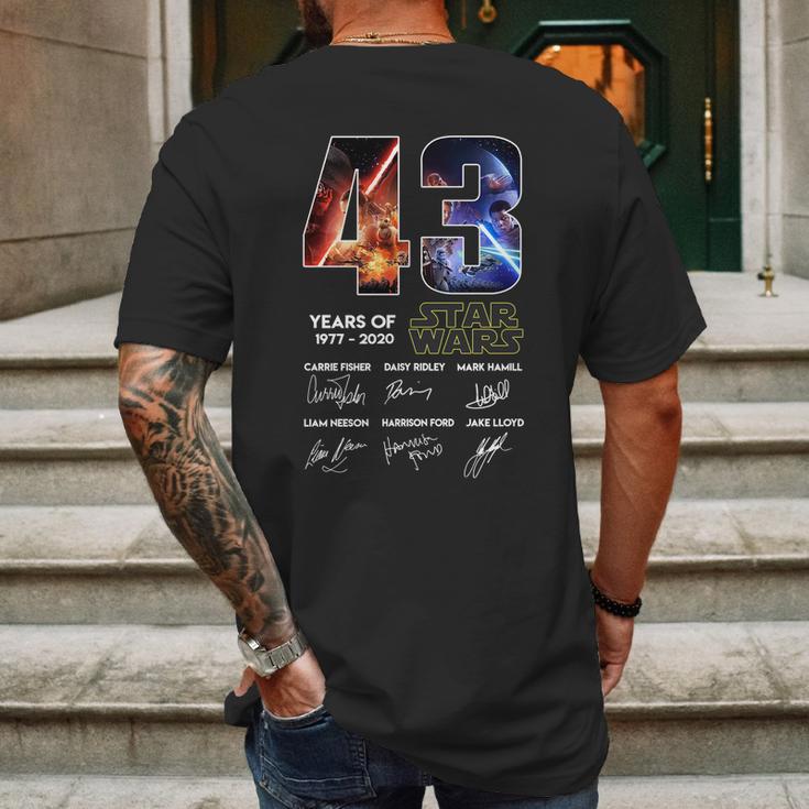 Star Wars 43 Years Anniversary Characters Signatures ForShirt Mens Back Print T-shirt Gifts for Men