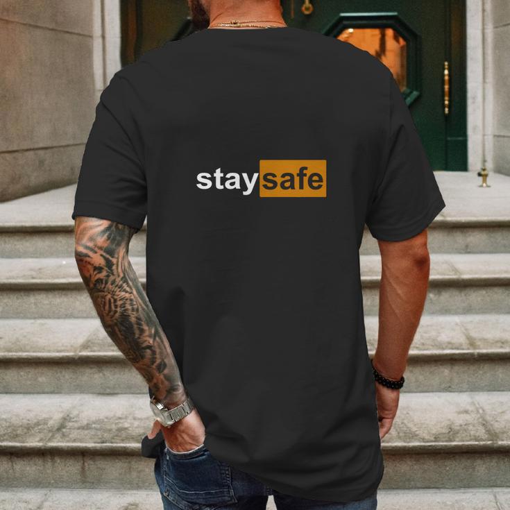 Stay Safe Pornhub Parody Mens Back Print T-shirt Gifts for Men