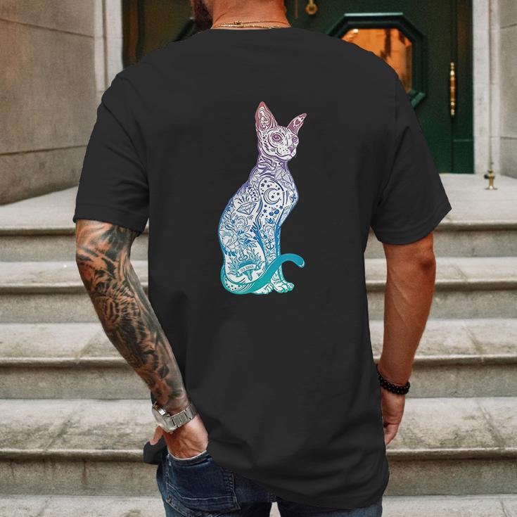 Stay Weird Pastel Goth Sphynx Cat Tattoo Kitten Mens Back Print T-shirt Gifts for Men