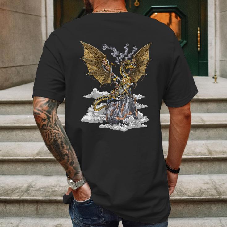 Steampunk Dragon Mechanical Gears Fantasy Industrial Gothic Mens Back Print T-shirt Gifts for Men