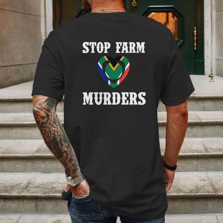 Stop Farm Murders Mens Back Print T-shirt Gifts for Men