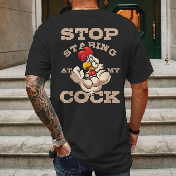 Stop Staring At My Cock 3 Mens Back Print T-shirt Gifts for Men