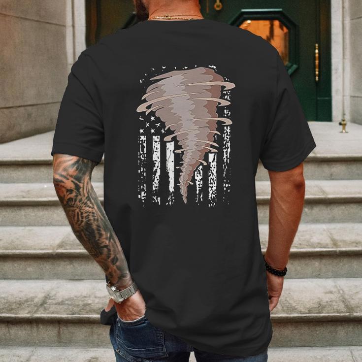 Storm Hunter American Flag Storm Chaser Tornado Gift Mens Back Print T-shirt Gifts for Men