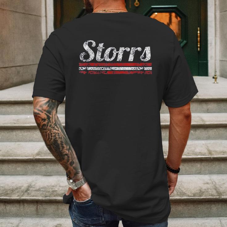 Storrs Connecticut Retro Vintage Weathered Stripe Throwback Mens Back Print T-shirt Gifts for Men