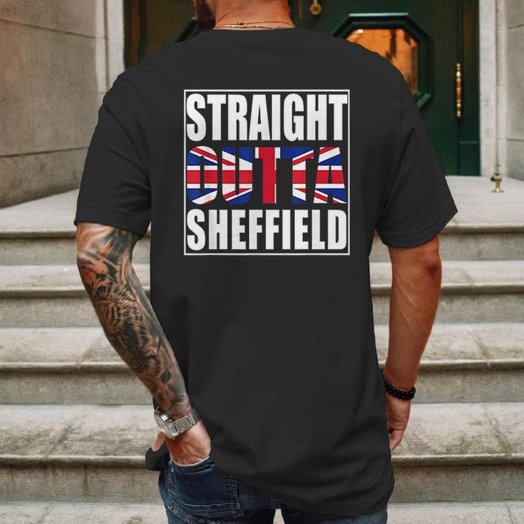 Straight Outta Sheffield United Kingdom Mens Back Print T-shirt Gifts for Men