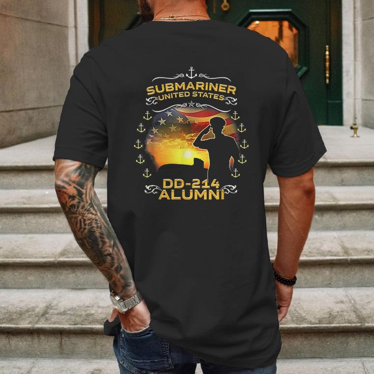 Submarine Dd 214 Veteran Military American Flag Mens Back Print T-shirt Gifts for Men