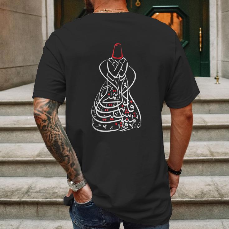 Sufism Calligraphy Gift Sufi Mevlevi Mens Back Print T-shirt Gifts for Men