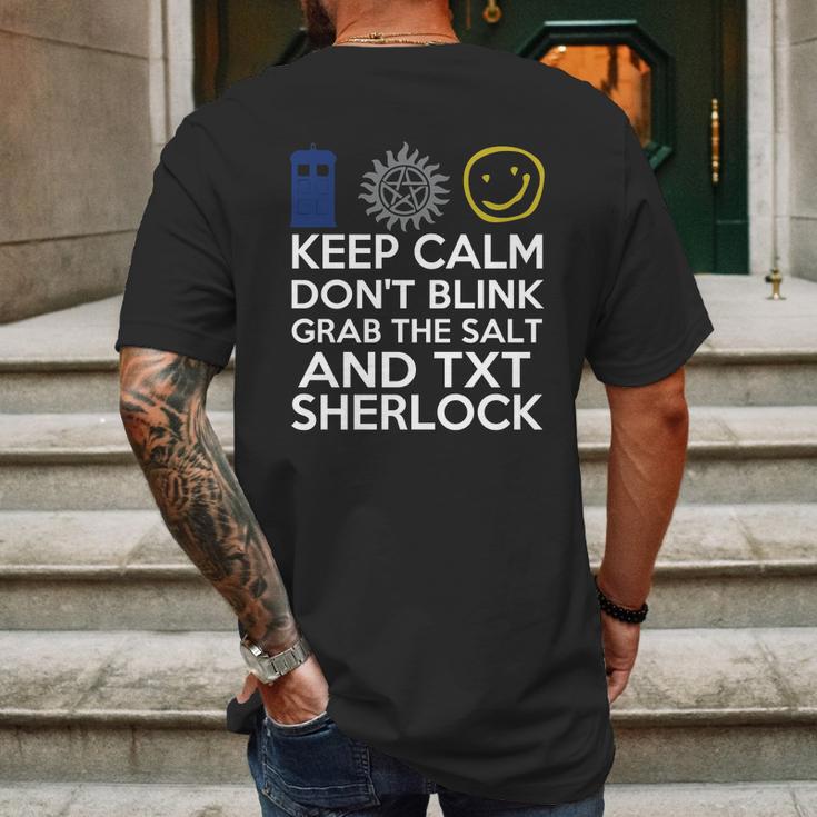 SuperwholockShirts - Keep Calm Grab The Salt Dont Blink Mens Back Print T-shirt Gifts for Men