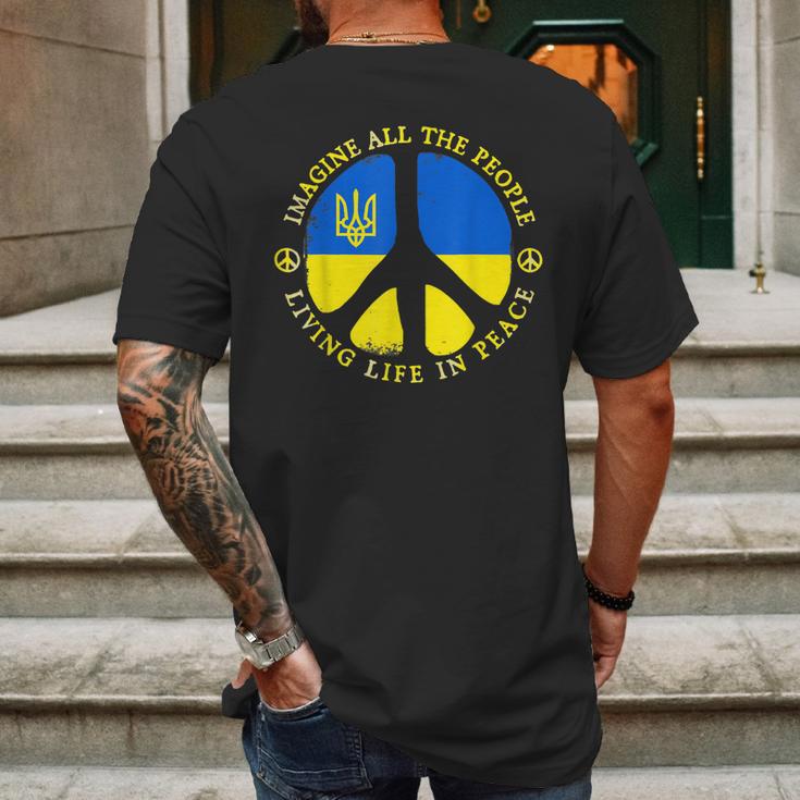 Support Ukraine Imagine All People Living Life In Peace Mens Back Print T-shirt Gifts for Men