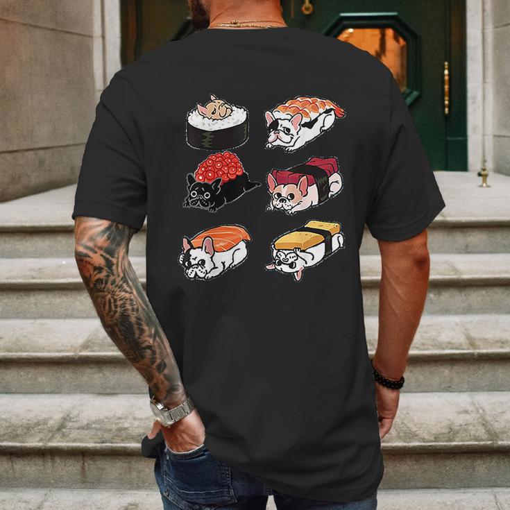 Sushi French Bulldog Funny By Huebucket Mens Back Print T-shirt Gifts for Men