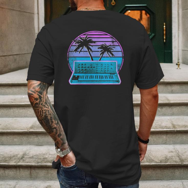 Synthwave Vintage Retrowave Pastel Goth Analog Synthesizer Mens Back Print T-shirt Gifts for Men