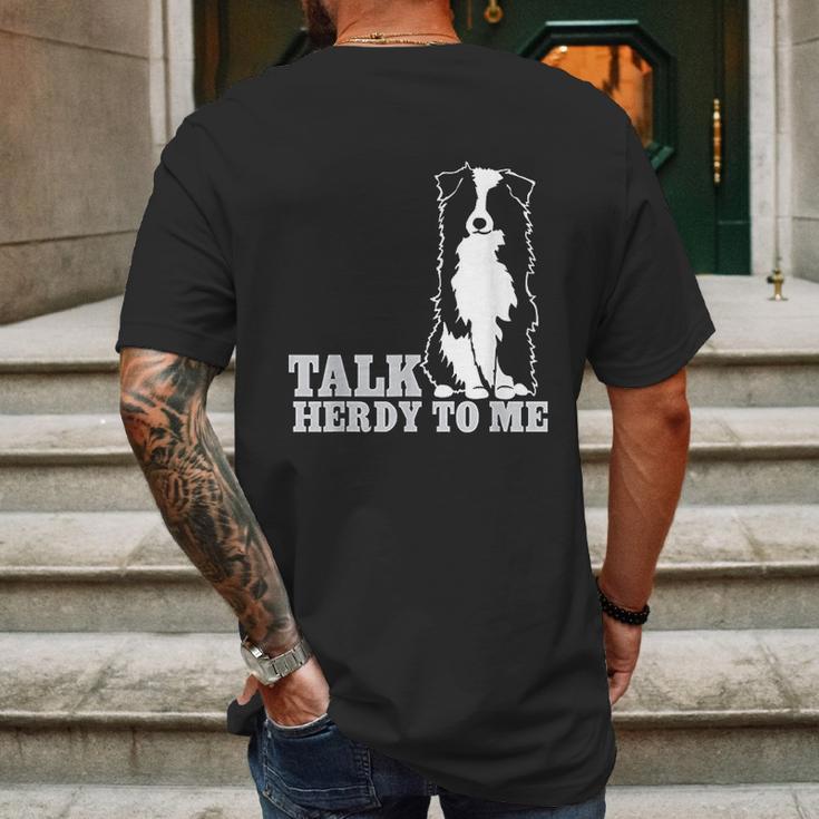 Talk Herdy To Me Australian Shepherd Aussie Dog Mens Back Print T-shirt Gifts for Men